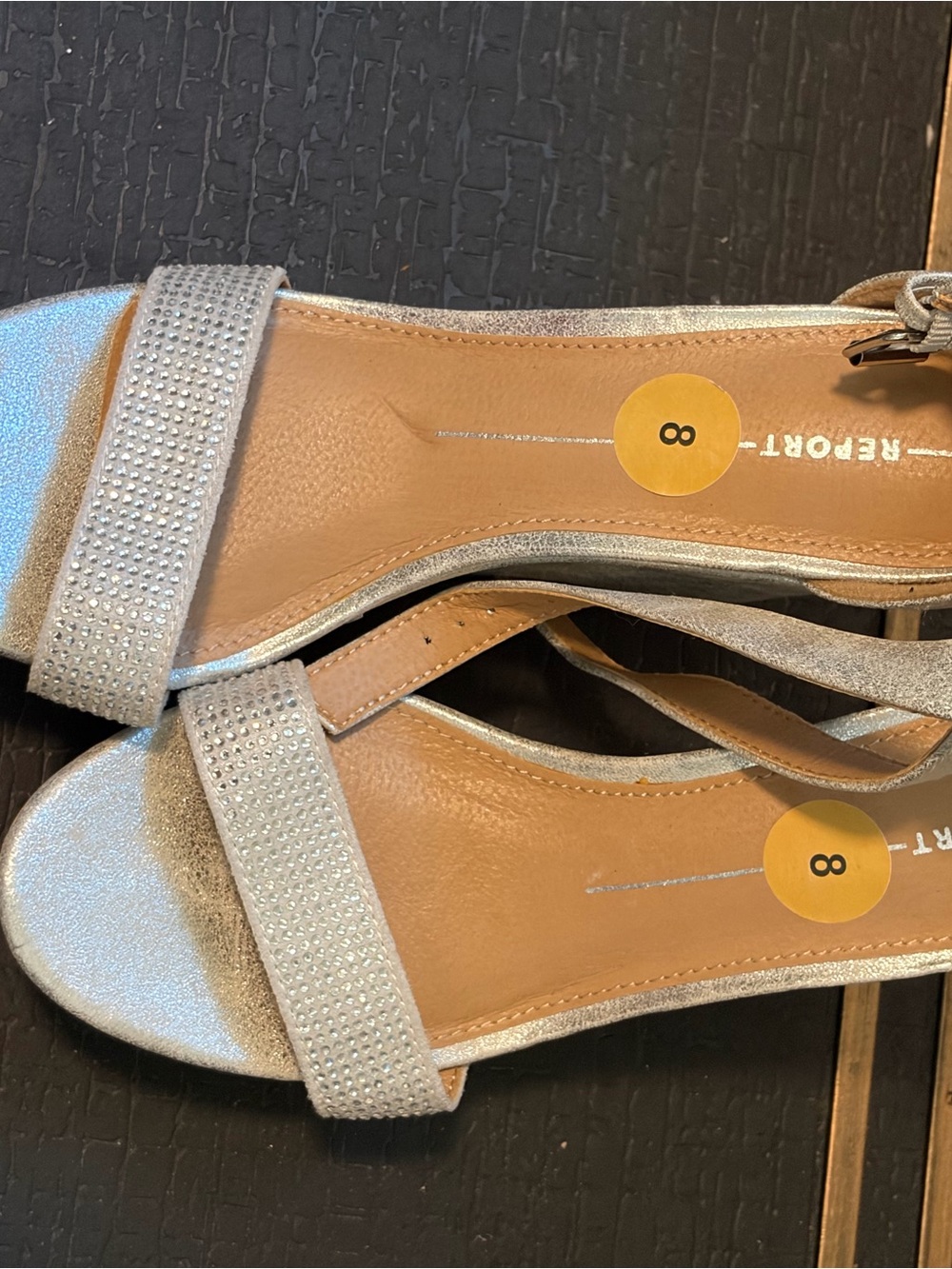 Silver Women's Open-Toe Sandals with Rhinestone Strap